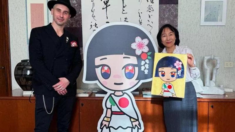 L'artista Simone Legno presenta Nipponina presso l'Ambasciata del Giappone a Roma, alla presenza dell'ambasciatrice Ono